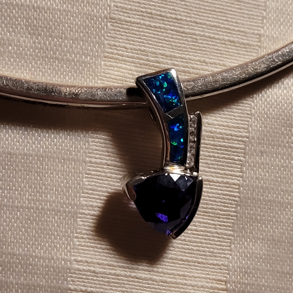 Vintage Sterling Silver Slide Pendant choker necklace